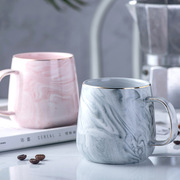 陶瓷杯带盖跨境北欧金边咖啡杯燕麦早餐杯创意个性情侣马克杯
