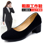 老北京布鞋女单鞋，高跟软底职业工装，黑色上班工作鞋