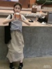韩国品牌童装女童2024年夏装灰色猫T短袖工装裙
