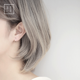 睡觉不用摘的耳钉纯银，简约百搭小耳圈女韩国气质耳扣个性圈圈耳环