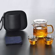 玻璃旅行茶具套装车载便携包式户外一壶二杯快客茶壶，飘逸小泡茶杯