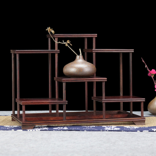 红木小博古架实木榫卯，结构茶壶架红酸枝，多宝阁置物架茶具展示架