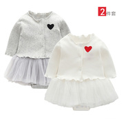 女宝宝哈衣春秋0-1岁婴儿，衣服两件套裙子，纯棉开衫哈裙连体衣