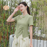 2024女装新中式国风套装裙绿色小清新气质显瘦半身裙两件套夏
