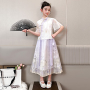 女童马面裙套装春夏装，女孩旗袍连衣裙，儿童唐装新中式国风汉服裙子