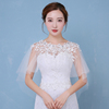 新娘披肩韩版大码婚纱披肩镶钻白色2023季纱斗篷蕾丝夏季外搭