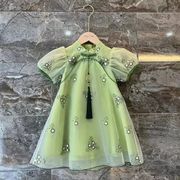 女童夏季旗袍连衣裙2023短袖，复古公主裙，宝宝中国风裙子汉服连衣裙