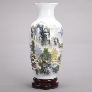 送底座景德镇陶瓷器花瓶，客厅摆件插花现代家居装饰品小花瓶