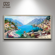 地中海风景 手绘油画客厅沙发背景墙装饰画欧式现代简约高档挂画