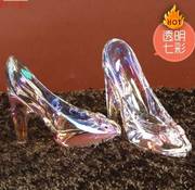 灰姑娘水晶玻璃鞋浪漫七夕送女友，闺密生日家居饰品创意情人节礼物