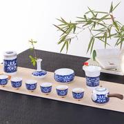 景德镇茶具套装家用青花，功夫杯子陶瓷泡茶壶，带茶叶罐花瓶礼盒