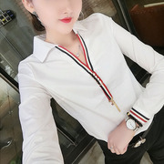 2020冬装韩国小清新纯白色衬衫女长袖简约修身打底衫衬衣女潮