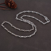 S925纯银波点鱼项链 泰银复古简约染黑设计项饰品锁骨链