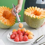 三合一水果挖球器不锈钢切西瓜勺子果蔬，雕刻模具做水果拼盘的工具