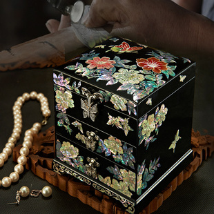 漆器首饰盒公主欧式实木质珠宝宫廷复古饰品盒高档结婚情人节礼物