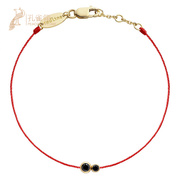 redline红绳女士配饰时尚简约镶 0.1 5克拉黑钻石绳制手链
