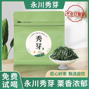 永川秀芽2023年重庆特产特级绿茶秀芽直条烘青毛尖茶散装250g春茶