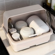 厨房大号塑料碗盘柜带盖子放碗箱沥水沥水碗架碗筷收纳盒餐具笼整