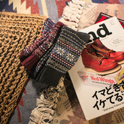 冬季日本日系复古风男长袜子民族风雪花咔叽加厚保暖粗线男中筒袜
