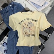 t恤短袖，女2024夏季动物图案，休闲减龄百搭上衣d#9