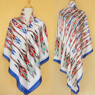 春夏季长丝巾女空调防晒披肩，新疆艾德莱斯，民族风围巾维吾尔族包头