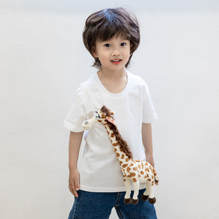 宝宝短袖t恤立体小动物，长颈鹿衣服兄妹，姐弟装儿童男女童上衣夏季