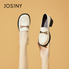 Josiny/卓诗尼粗跟单鞋女2024夏季英伦风乐福鞋一脚蹬小皮鞋