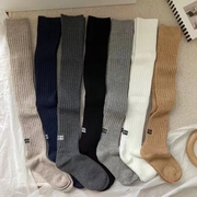 2022秋冬欧货女袜，简约韩国净版堆堆袜过膝刺绣，字母羊毛中筒袜