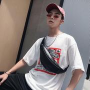 香港男包时尚小胸包腰包，青年运动挎包，皮质街头潮男单肩包