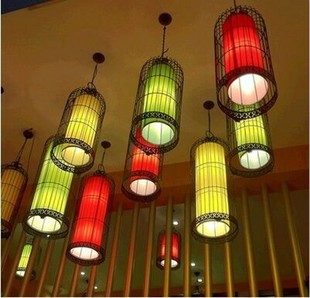 现代新中式铁艺羊皮吊灯火锅店，饭店仿古创意，鸟笼吊灯餐厅装饰灯具
