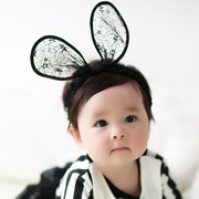 儿童婴儿宝宝蕾丝松紧，发带可爱立体大兔耳朵发箍头带女孩发饰