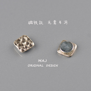 MAJ原创设计925银系列磁力吸铁石耳钉男女潮流免耳洞款耳夹抖音in