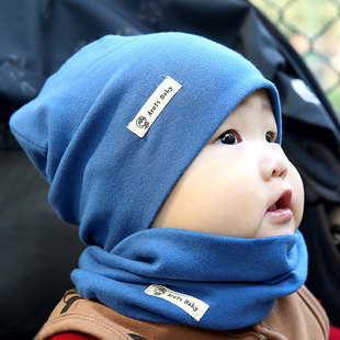 婴儿帽子秋冬款套装，围巾宝宝春秋纯棉男童，女童婴幼儿围脖儿童帽冬