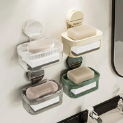 创意吸盘肥皂盒免打孔吸盘置物架双层轻奢卫生间置物架壁挂式沥水