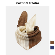 caysonutana真丝男士丝巾，桑蚕丝小方巾，复古领巾小围巾拼色圆点