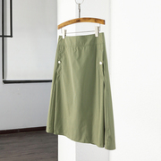 ise 军绿色竖条纹半裙P1820503-1483