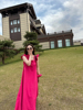 蒋哇塞(蒋哇塞)小众设计感玫粉色连衣裙2023夏季无袖宽松荷叶边长裙