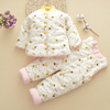 婴儿手工棉衣套装，0-3岁宝宝冬加厚保暖棉服，男女童背带棉裤两件套