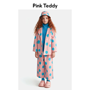 pinkteddy童装女童粉色波点西装，2023春秋儿童装，灯芯绒西服外套