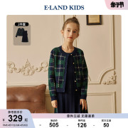 elandkids衣恋童装女童，复古格纹，毛衣连衣裙两件套