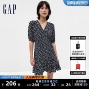 Gap女装春季V领小清新碎花修身连衣裙高级法式洋气休闲裙739151