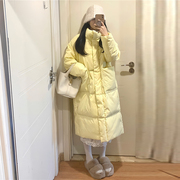 女神保命韩系穿搭奶黄色棉服女中长款2023冬季设计感小众棉袄