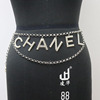网红同款法式镶嵌珍珠字母腰带女链条字母CHA个性水钻金属腰链