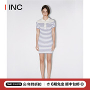 IMMI 设计师品牌IINC 23SS 针织横条纹短袖翻领连衣裙女