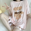 萌系甜美短袖短裤小熊，日式ins女莫代尔棉，夏季睡衣套装可爱家居服