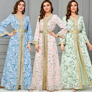 36592023阿拉伯服饰秋冬碎花，两件套跨境时尚女装连衣裙