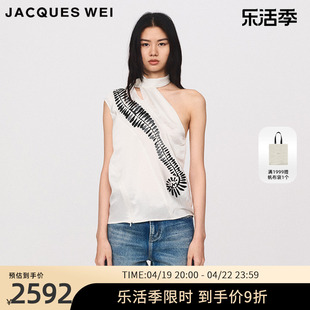 JACQUES WEI 设计师店2024SS春夏光泽感醋酸缎面挂脖露肩上衣