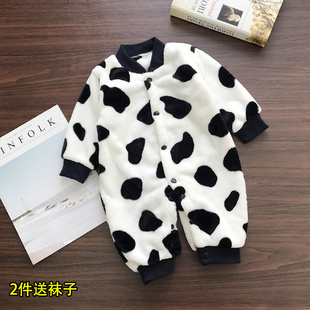 婴儿睡衣冬装0-3月珊瑚绒连体衣，秋季宝宝衣服法兰绒，新生儿外出服6