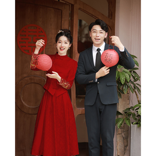 新中式敬酒服套装，秀禾服红色小个子，出阁结婚新娘婚服订婚礼服