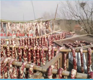 湖北广水特产手工灌新鲜土猪肉香肠自然晒干一斤38元拍2斤
